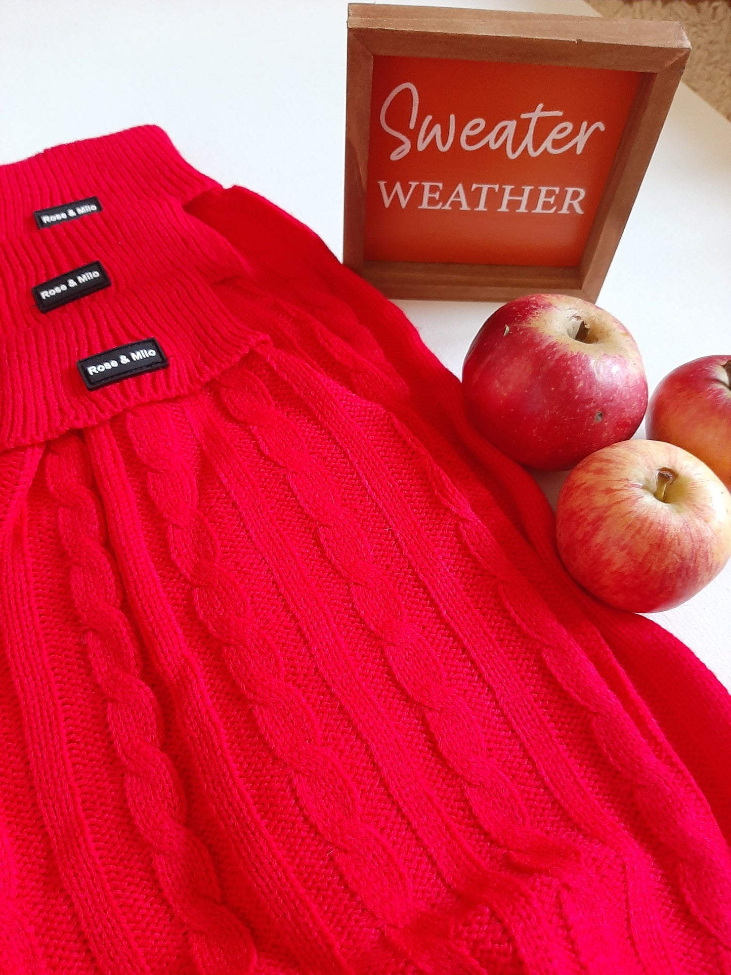 Fine Knit Cable Jumper Bright Red
